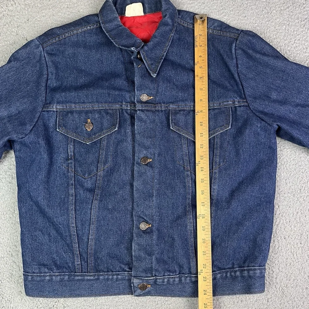 Vintage Red Quilt Lined Dark‎ Denim Work Jacket Western Coat Unbranded